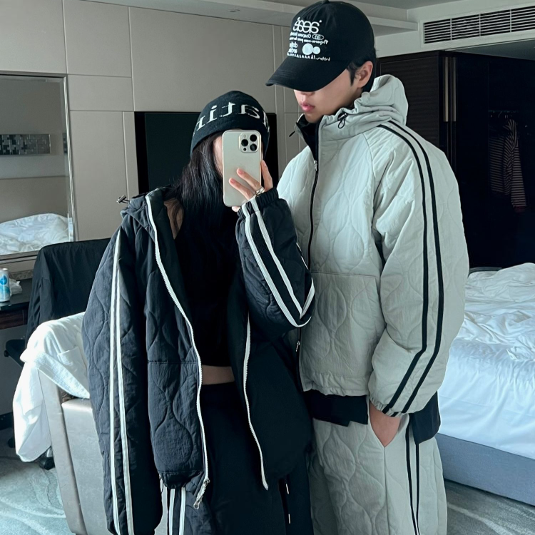 雙線絎縫連帽外套 (二色)