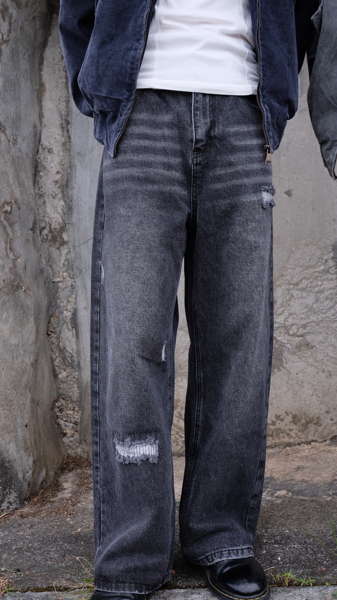 LPT0032 白線窿窿牛仔褲