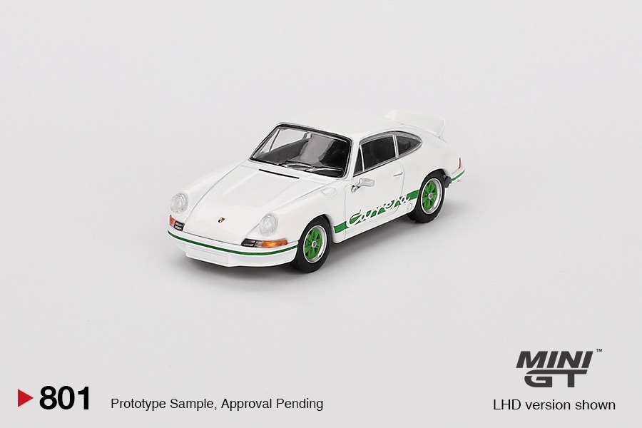 Mini GT 1/64 Porsche 911 Carrera RS 2.7 Grand Prix White with Green Livery 右軚版