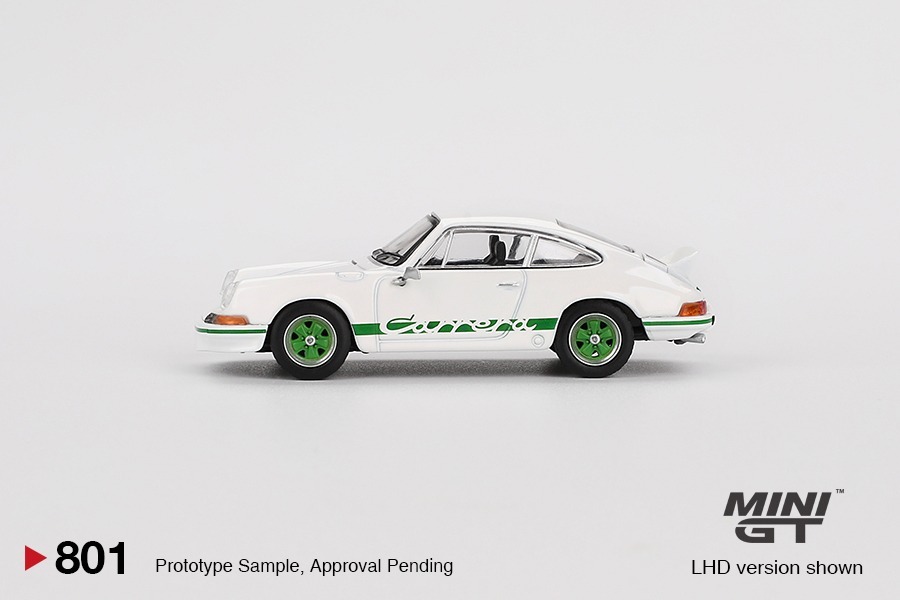 Mini GT 1/64 Porsche 911 Carrera RS 2.7 Grand Prix White with Green Livery 左軚版