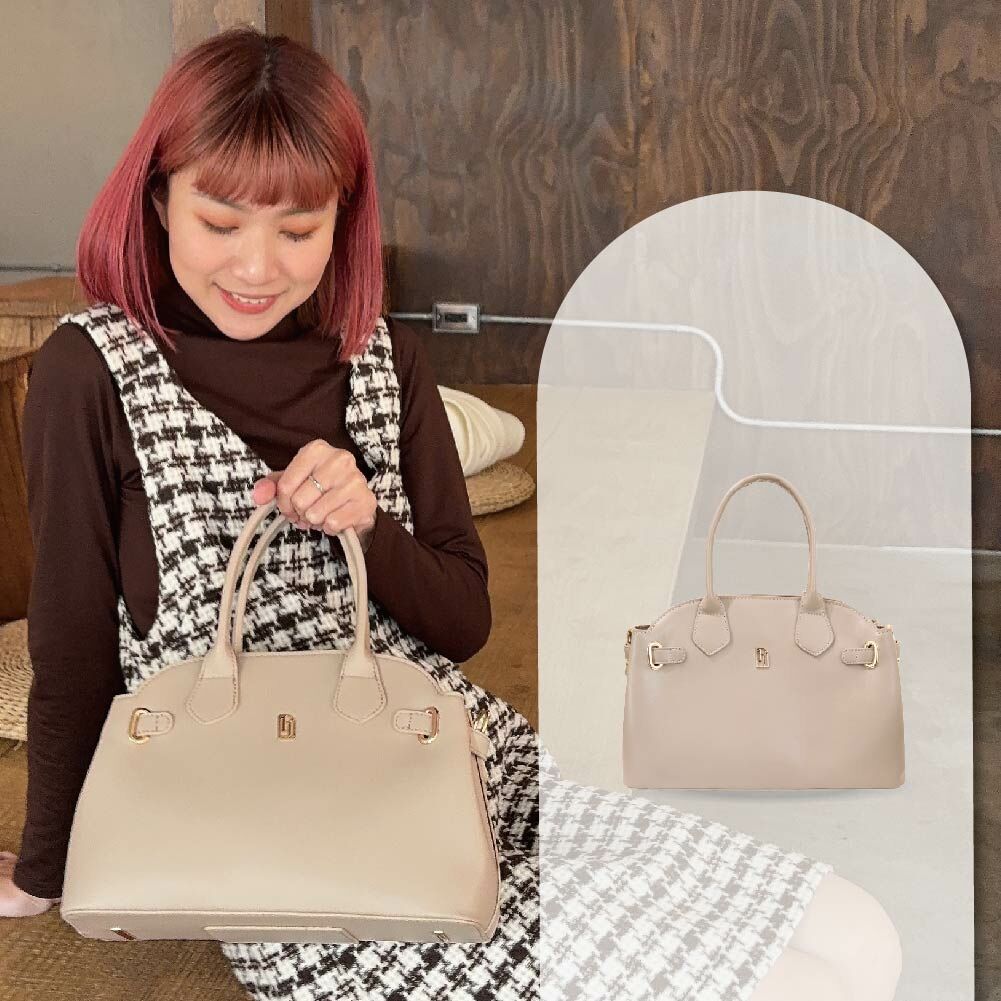 波士頓皮革包-卡其