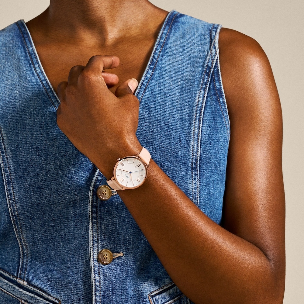 Jacqueline 系列賈姬風尚經典女錶 粉色真皮皮革錶帶 36MM ES3988