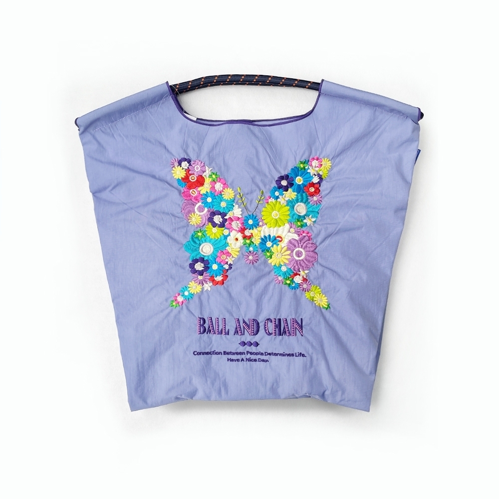 Ball＆Chain 刺繡環保購物袋 M號 - 紫 (30101526)