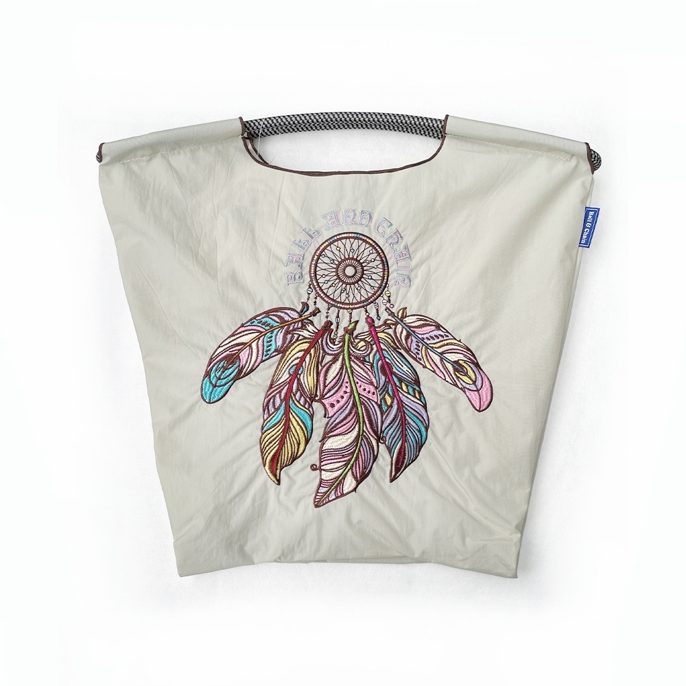 Ball＆Chain 刺繡環保購物袋 M號 - 淺灰 (30102727)