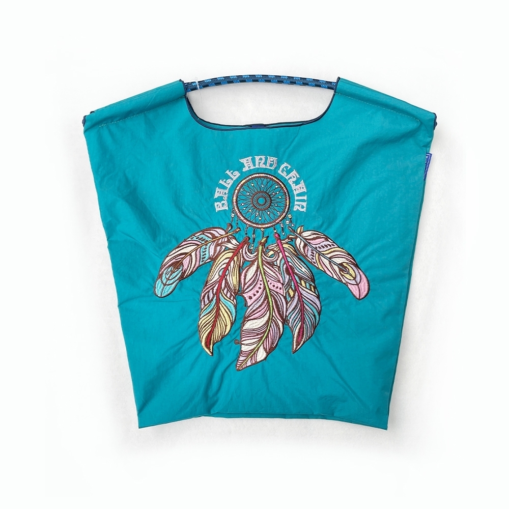 Ball＆Chain 刺繡環保購物袋 M號 - 藍 (30102788)