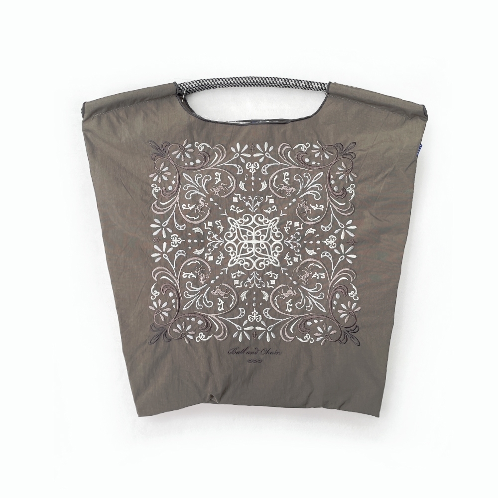 Ball＆Chain 刺繡環保購物袋 M號 - 深灰 (30102561)