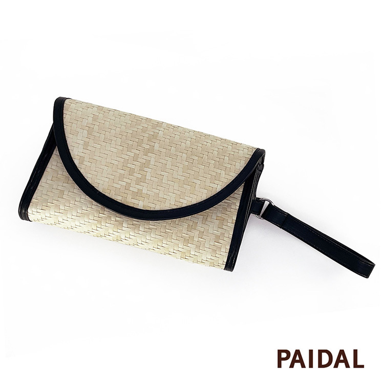 Paidal 值得擁有的長夾手工藤編包草編包手拿包-黑