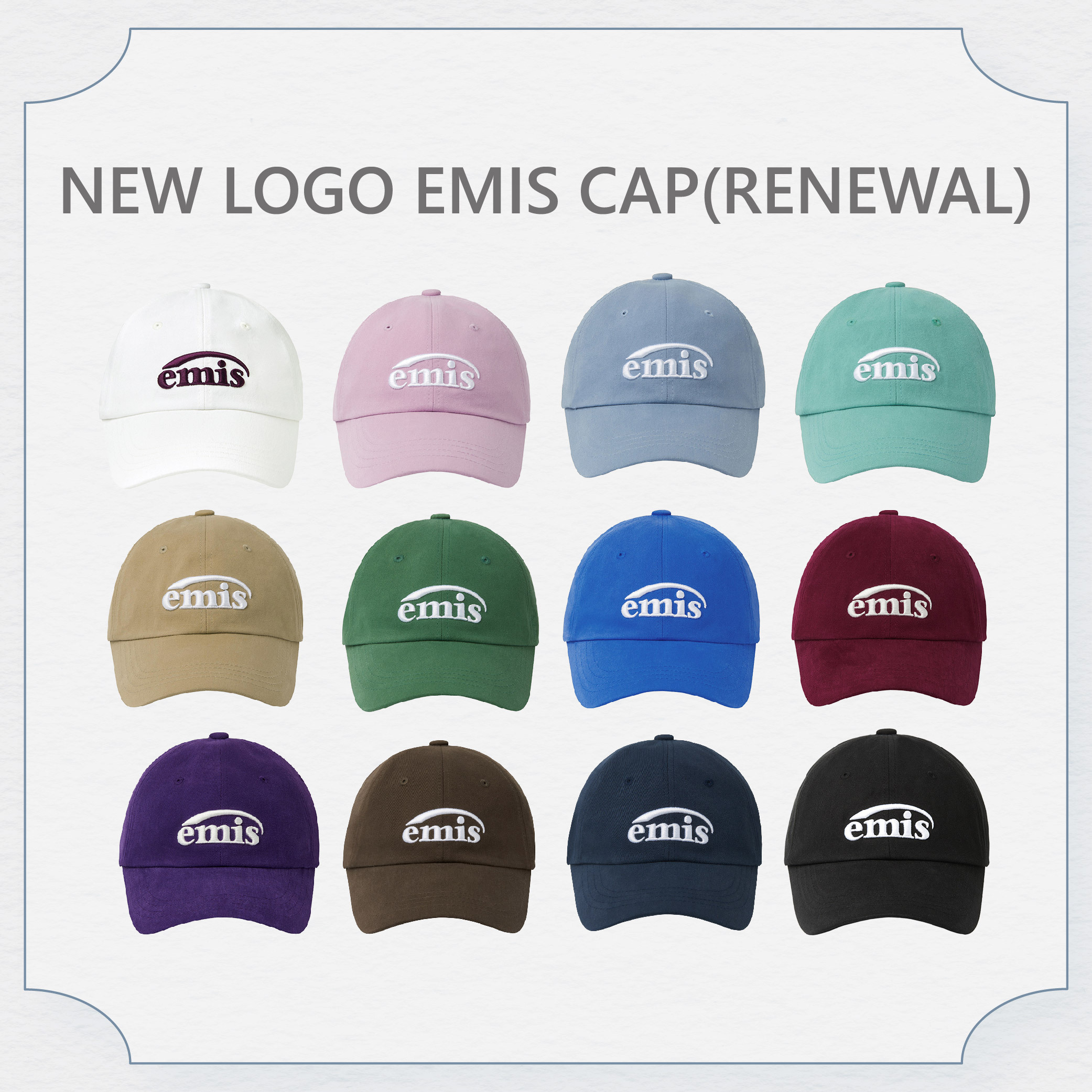 Emis經典白字Logo棒球帽(現貨3色)
