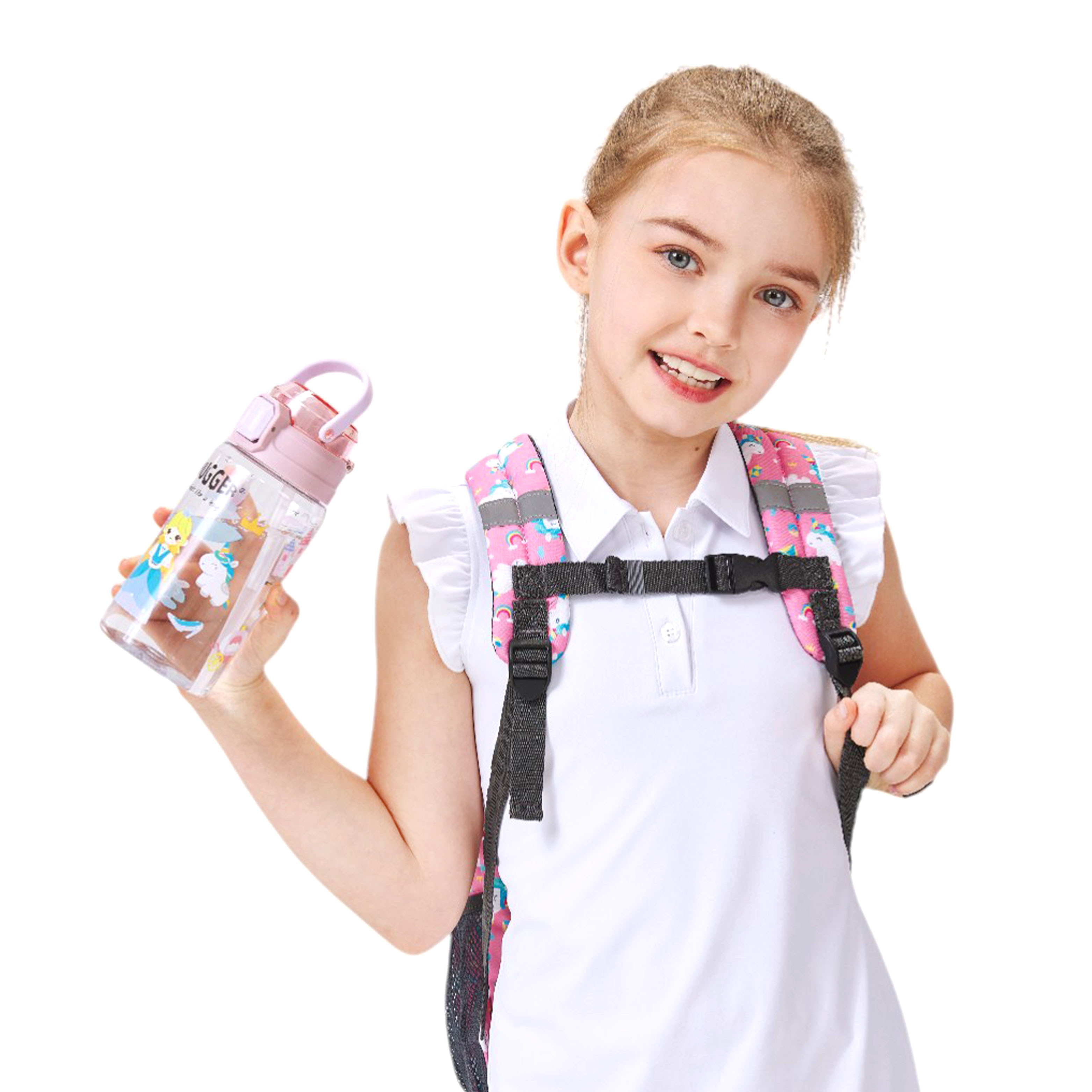 Tritan 彈蓋吸管水壺550ml 亮麗公主