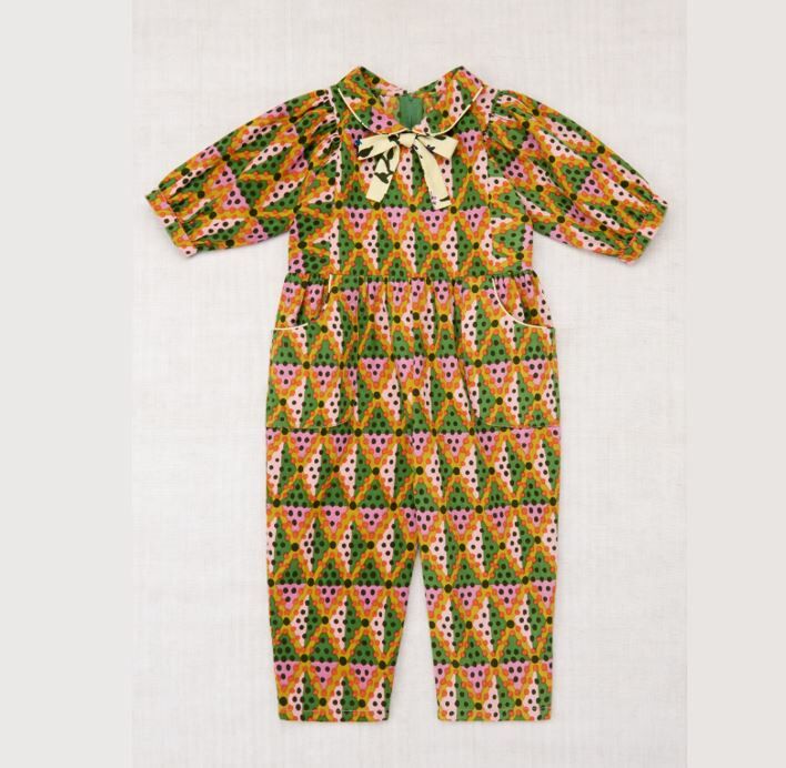 Misha & Puff 蝴蝶結圓點彩色連身褲 Zora Jumpsuit - Hazy Lilac Harlequin Dots