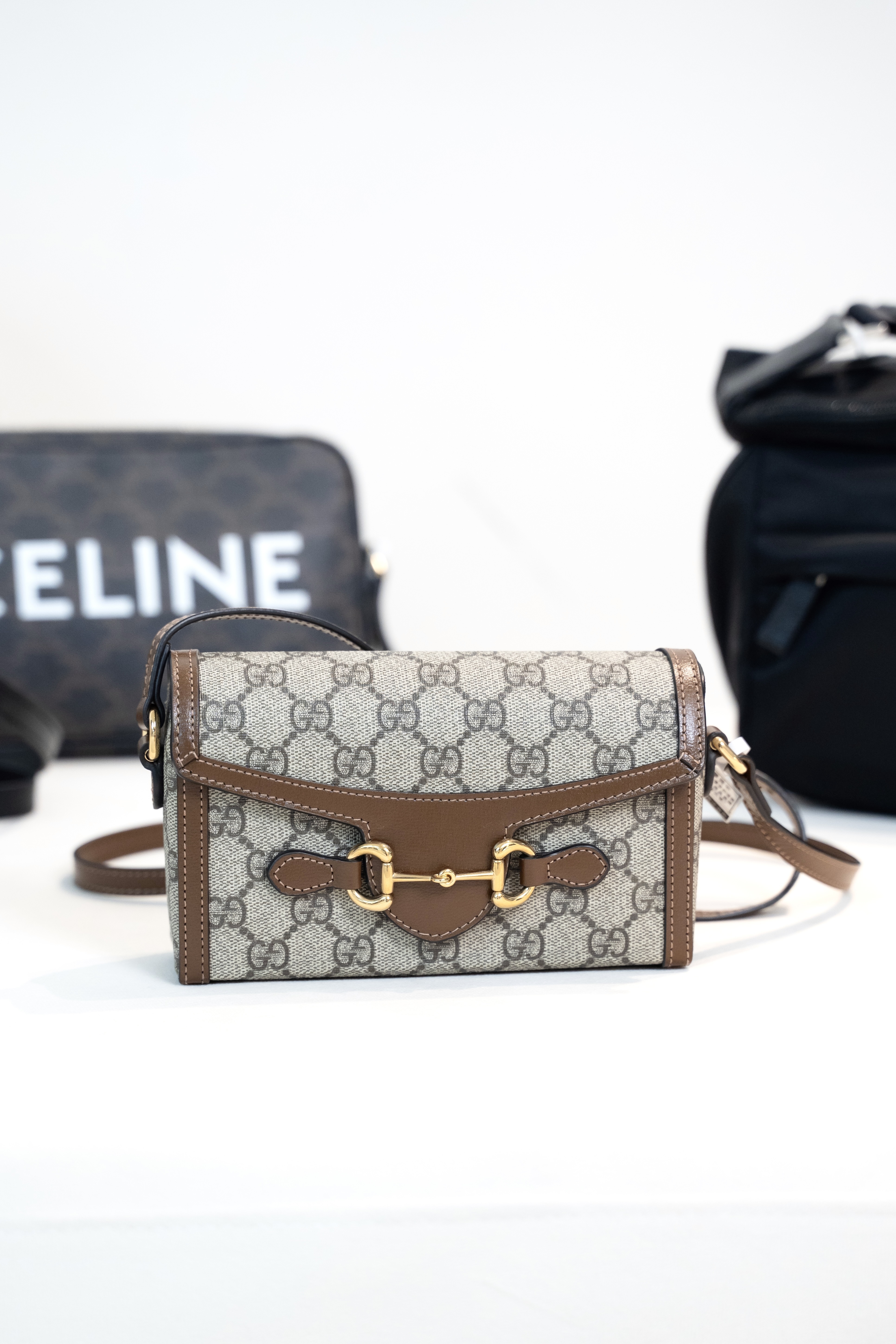 GUCCI Horsebit GG Supreme 1955 迷你袋