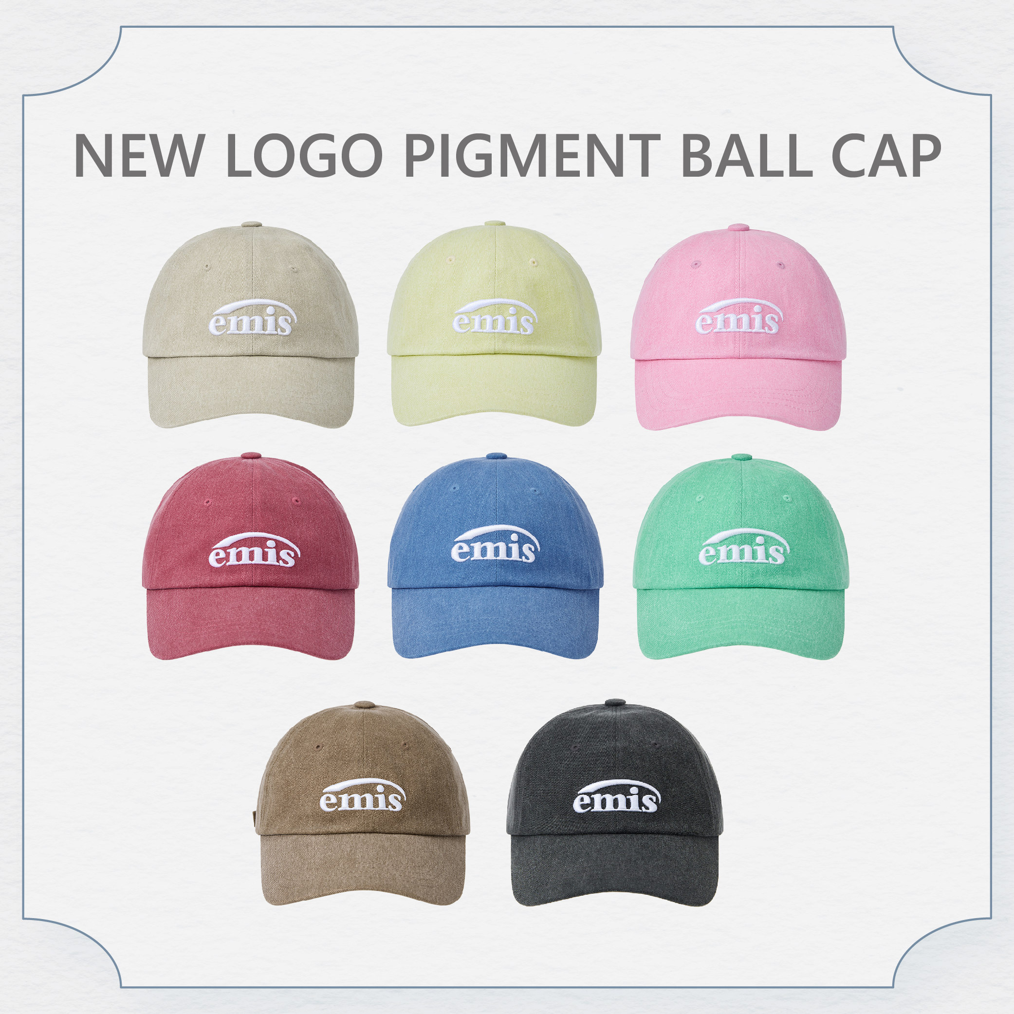 Emis經典水洗Logo棒球帽(共8色)