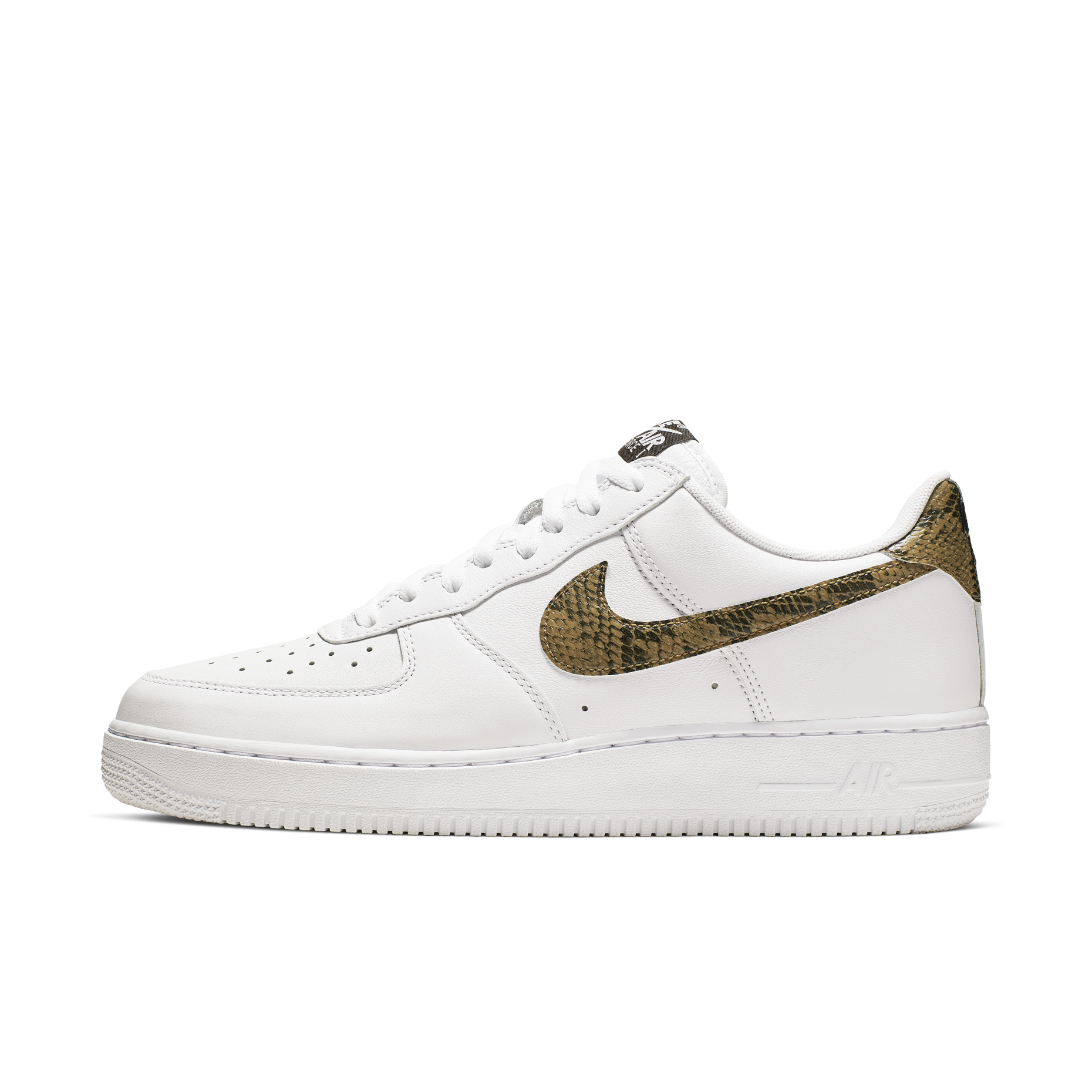 男鞋 NIKE AIR FORCE 1 LOW RETRO PRM QS 'Ivory Snake' 白棕蛇紋 皮革 休閒鞋【AO1635-100】
