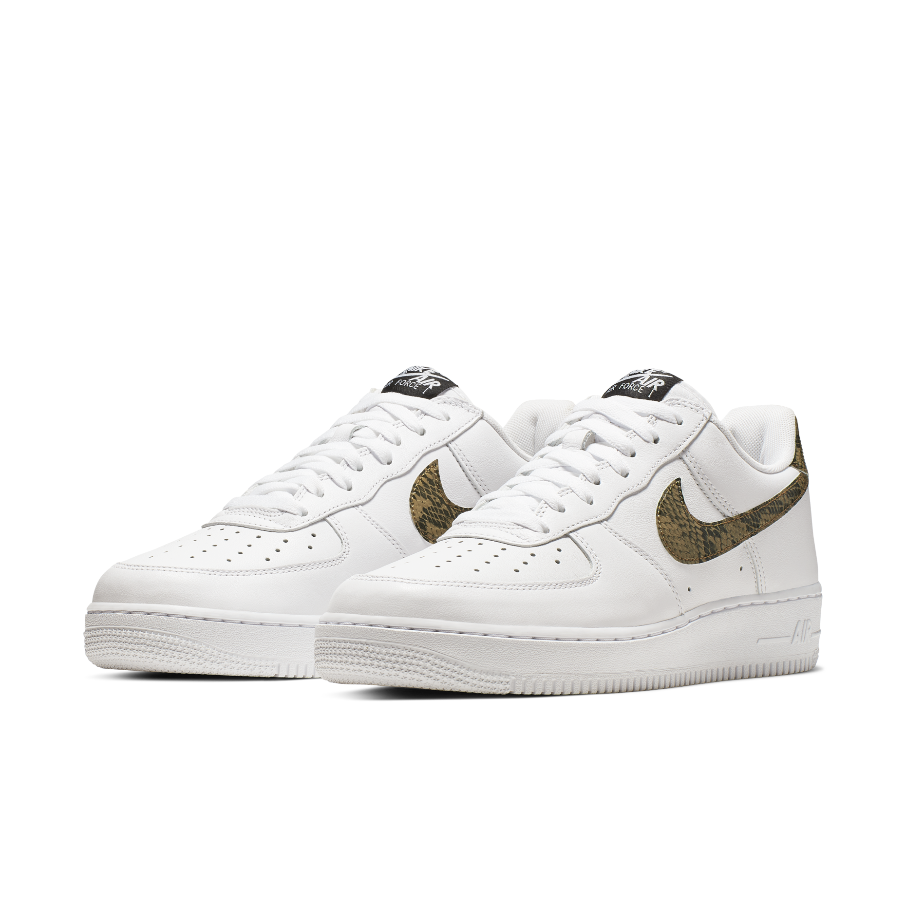 男鞋 NIKE AIR FORCE 1 LOW RETRO PRM QS 'Ivory Snake' 白棕蛇紋 皮革 休閒鞋【AO1635-100】