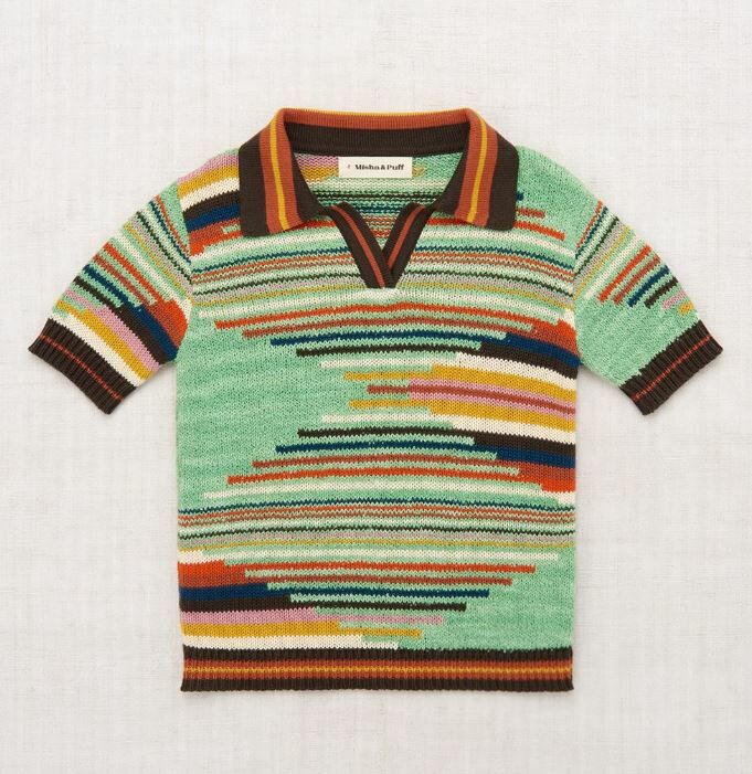 Misha & Puff 針織條紋POLO衫 Tapestry Francis Polo - Peapod