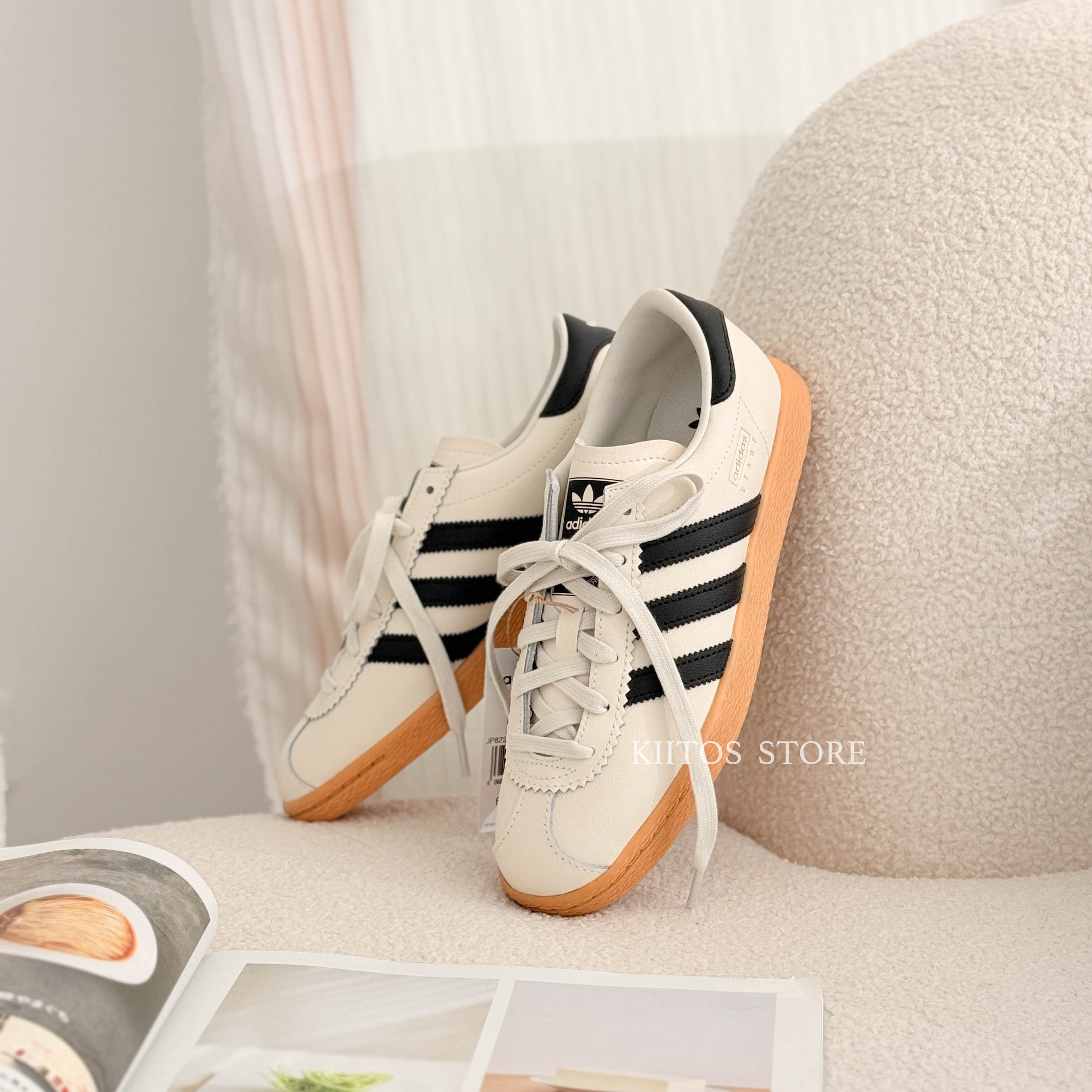 Adidas Originals Stadt 淺米灰黑 T頭鞋 扁鞋 低筒休閒鞋 JP8227