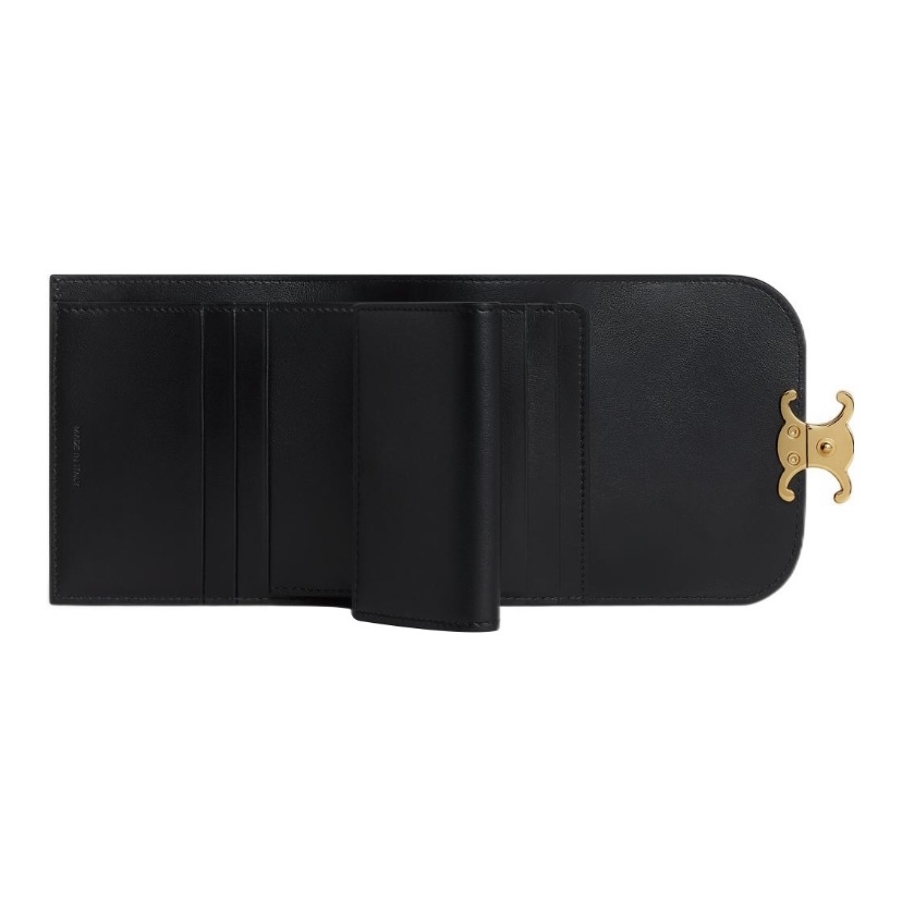 CELINE TRIOMPHE 小型亮澤牛皮革翻蓋錢包