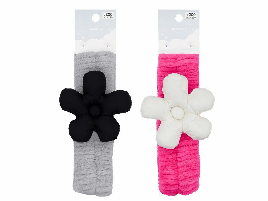 花卉造型髮帶/灰、粉