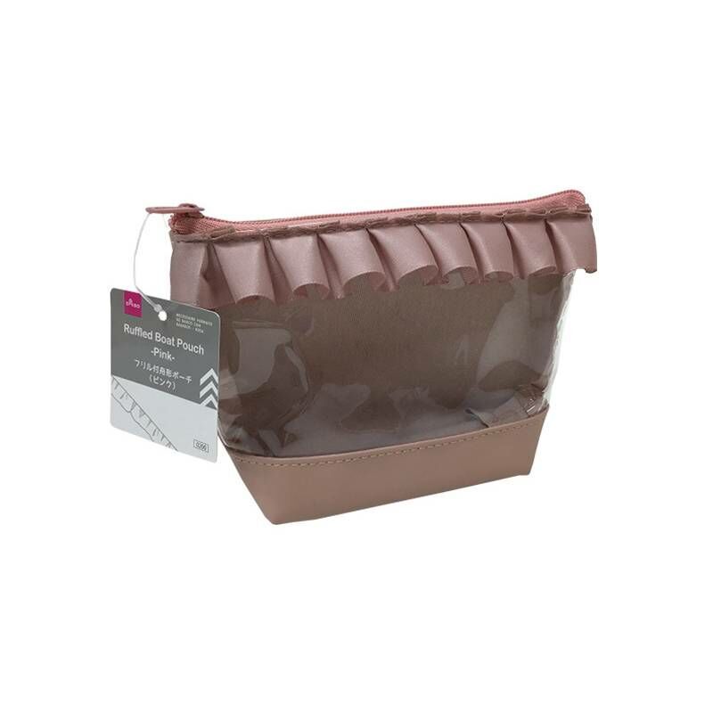 緞帶船形推活小物收納包/粉 10x10x5cm