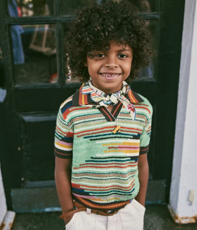 Misha & Puff 針織條紋POLO衫 Tapestry Francis Polo - Peapod