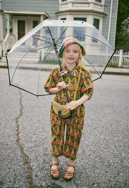 Misha & Puff 蝴蝶結圓點彩色連身褲 Zora Jumpsuit - Hazy Lilac Harlequin Dots