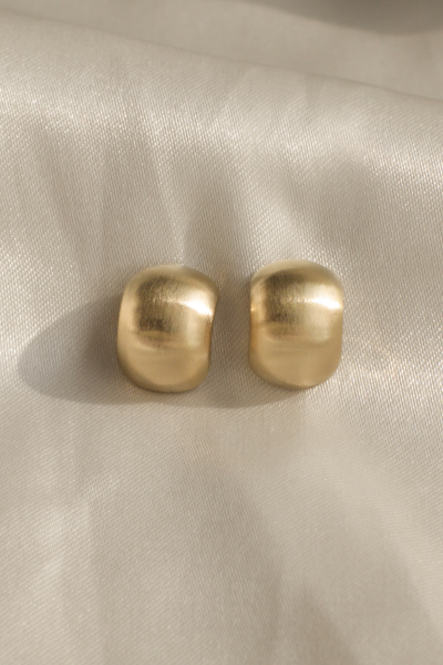 [ 2色 ]霧面金屬弧形。銀針耳環