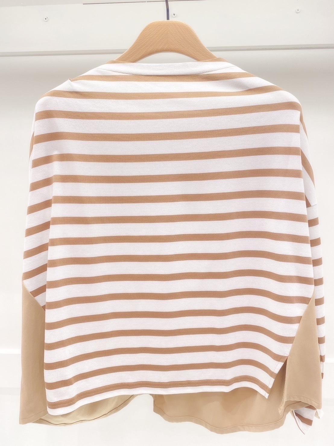 拼接雙色條紋寬版上衣