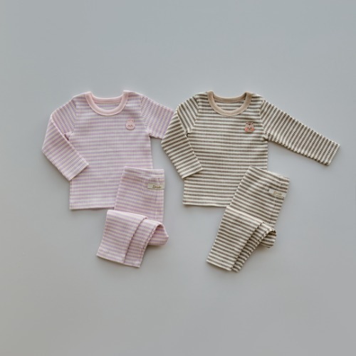 25S/S DTD初春暖色條紋系列-羅紋居家上下套裝