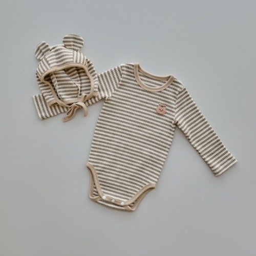 25S/S DTD初春暖色條紋系列-羅紋包屁衣