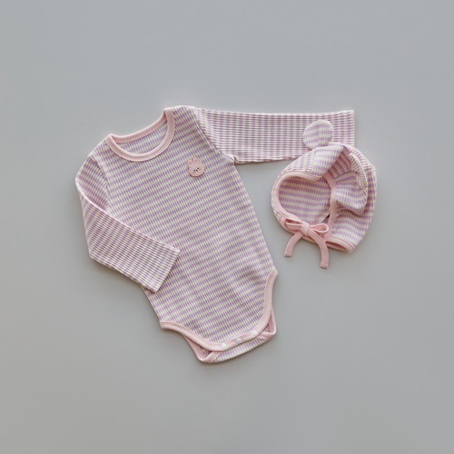 25S/S DTD初春暖色條紋系列-羅紋包屁衣