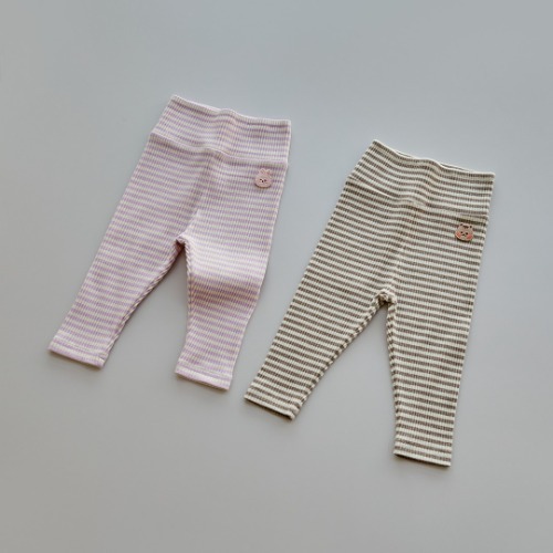 25S/S DTD初春暖色條紋系列-羅紋防脹氣護肚打底褲