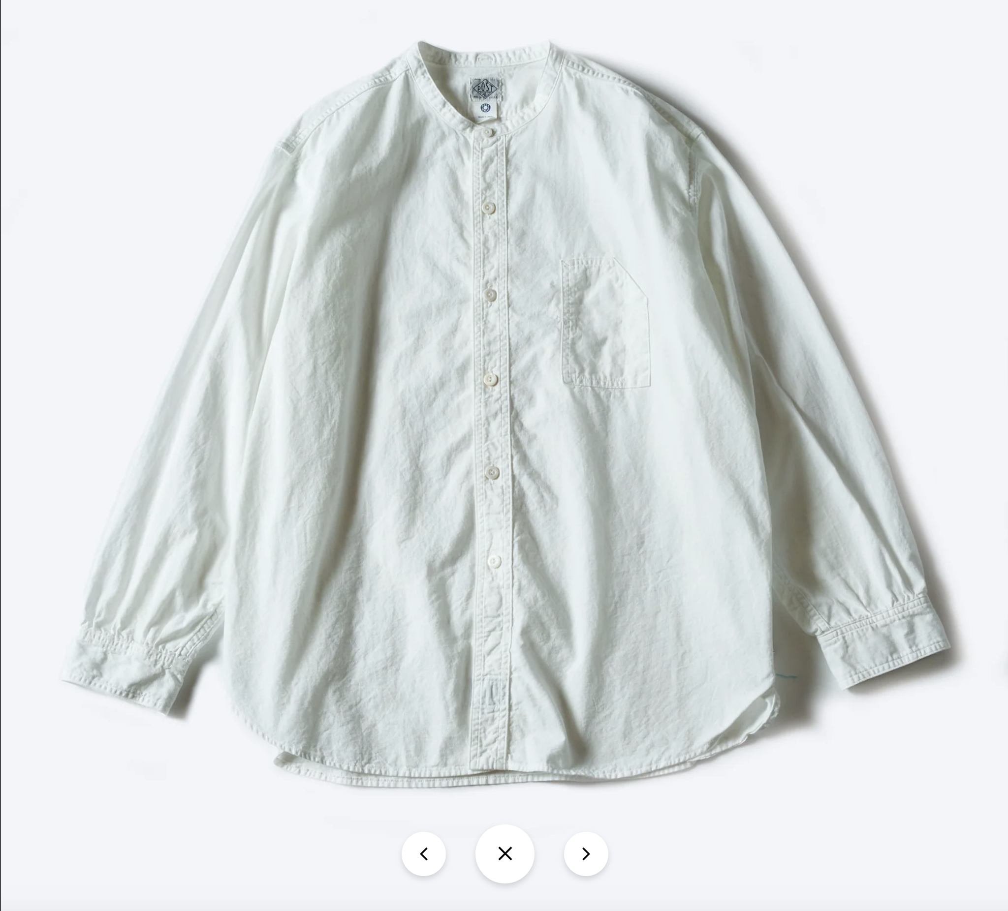 Post O'Alls #1203C-WC Band Collar Shirt MV : classic chambray white