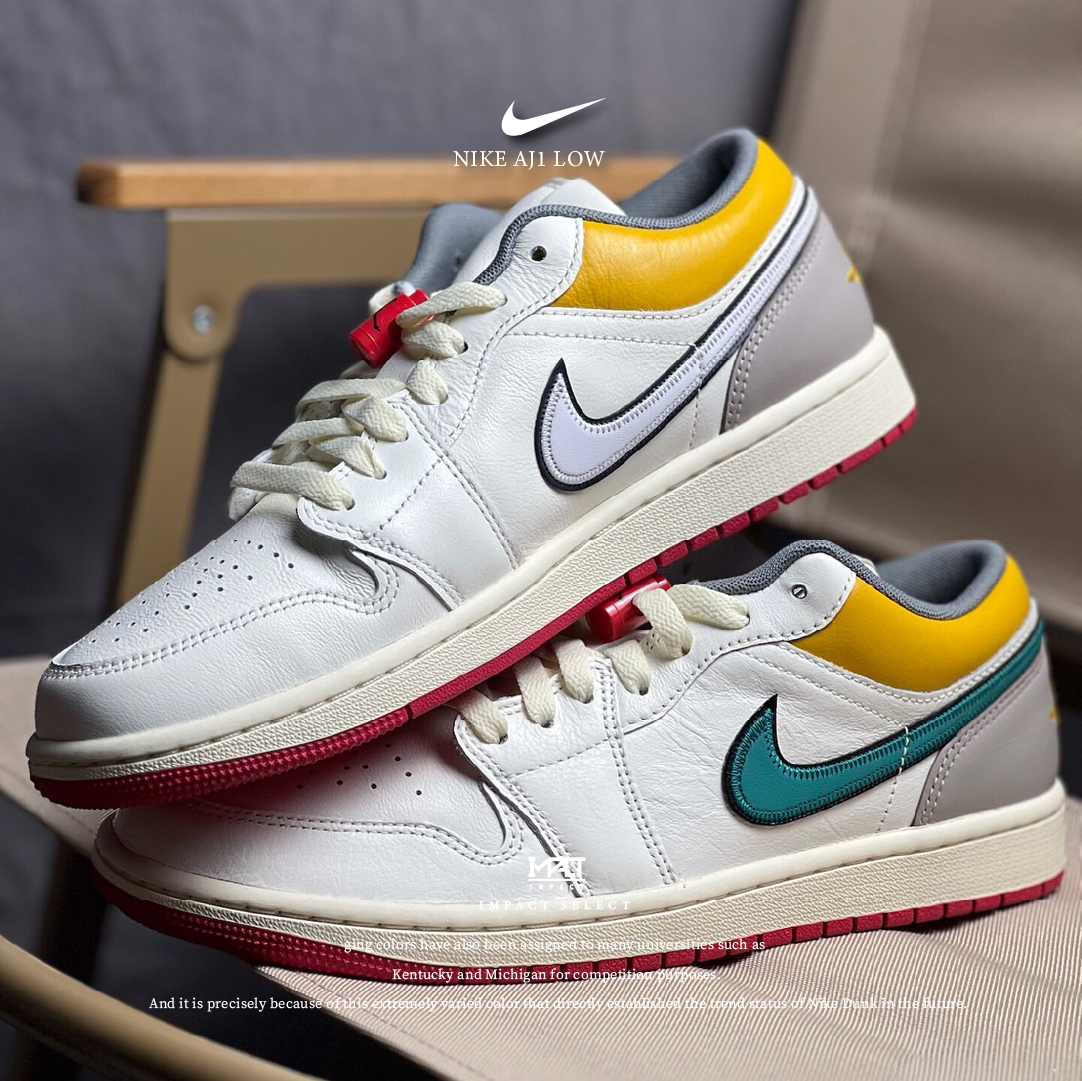 Nike Air Jordan 1 Low Premium AJ1 喬丹 米白 淺灰 四色勾 休閒鞋 HV4511-133