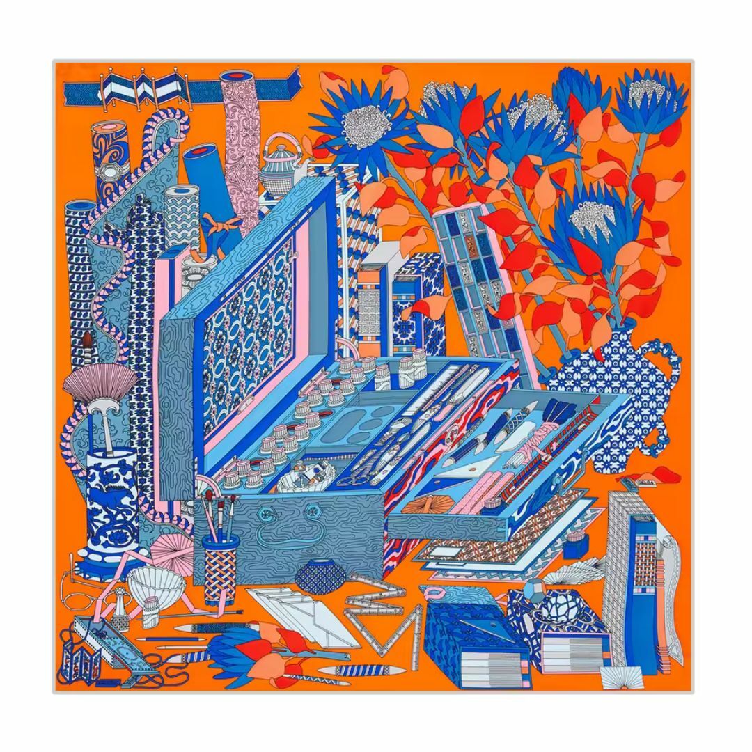 HERMES PRE-OWNED LES TRESORS D'UN ARTISTE 140 SCARF S39