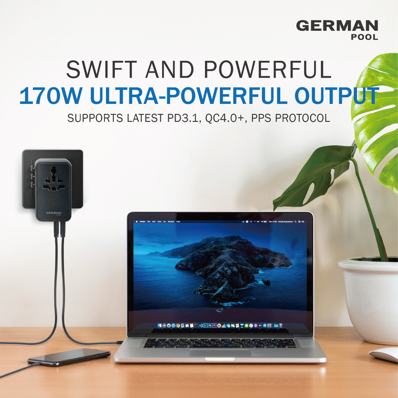 SWIFT AND POWERFUL 170 W ULTRA-POWERFUL OUTPUT SUPPORTS LATEST PD3.1, QC4.0+, PPS PROTOCOL