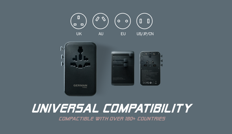 Built-in universal adaptor suitable for worldwide use