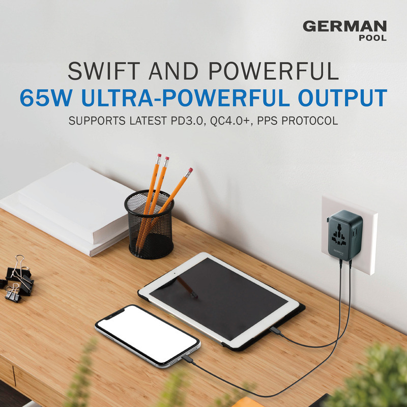 SWIFT AND POWERFUL 65 W ULTRA-POWERFUL OUTPUT SUPPORTS LATEST PD3.0, QC4.0+, PPS PROTOCOL