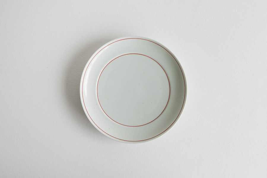 東屋-丸鏡五寸皿 / 赤輪