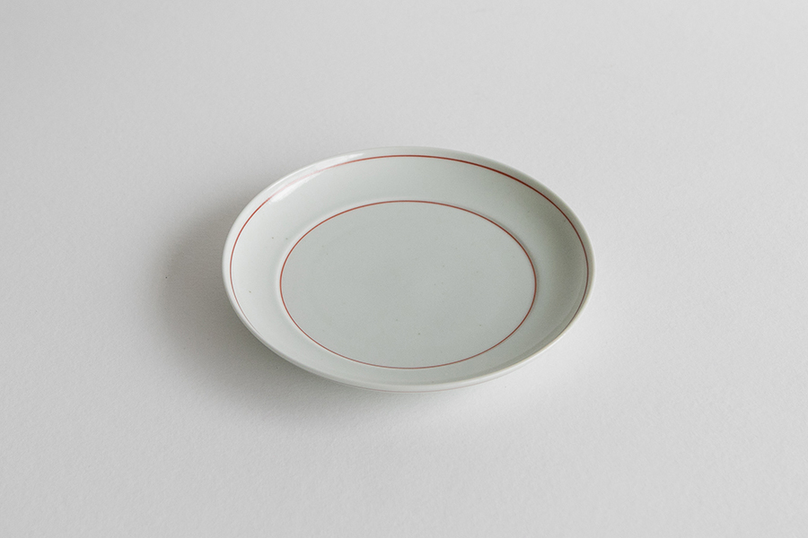 東屋-丸鏡五寸皿 / 赤輪