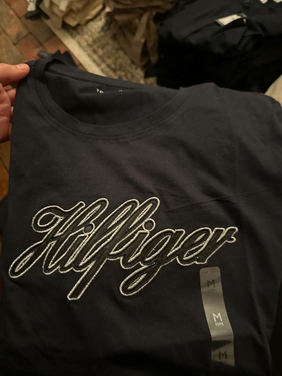 [S] TOMMY HILFIGER SCRIPT HILFIGER LOGO T-SHIRT,NAVY, 76J5452-410 [FINAL SALE] (STH962)