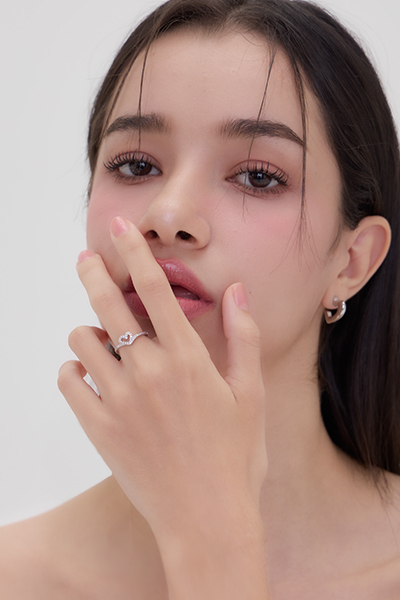 浪漫心鑽可調式戒指(銀)