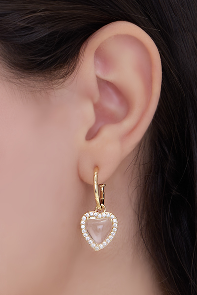 法式晶心。銀針耳環