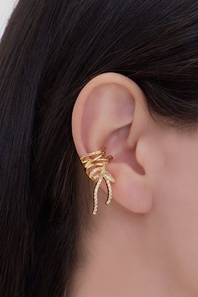 鋯石蝴蝶結耳骨夾(單支)