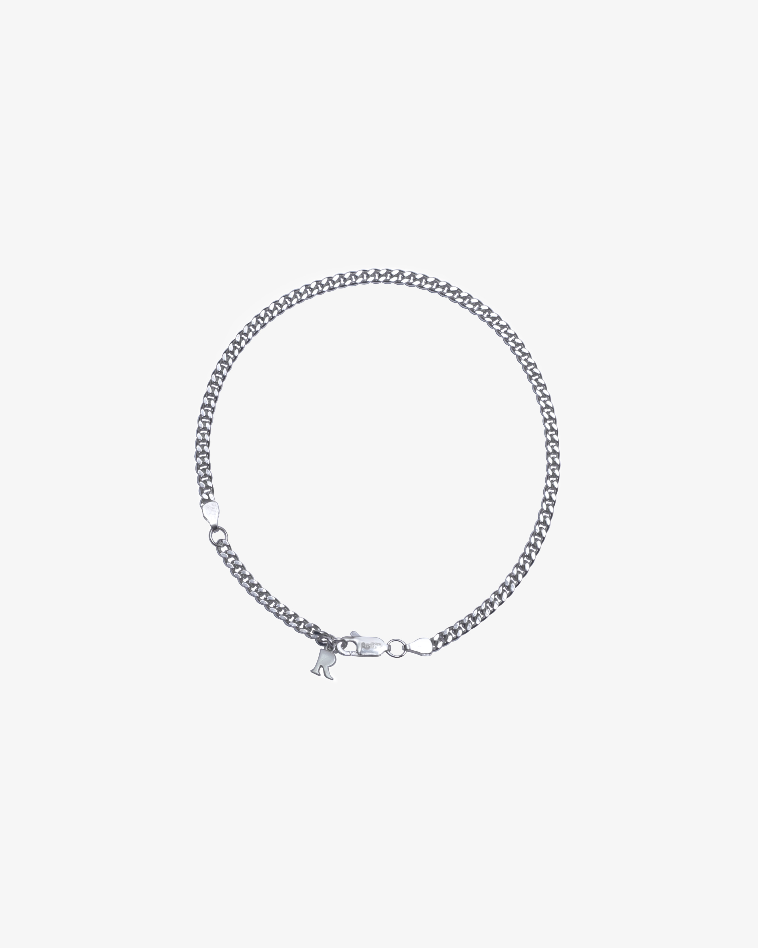 RECOVERY 3MM R印牌細扁手鍊 925銀