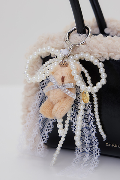 白蕾絲天使熊熊鑰匙圈