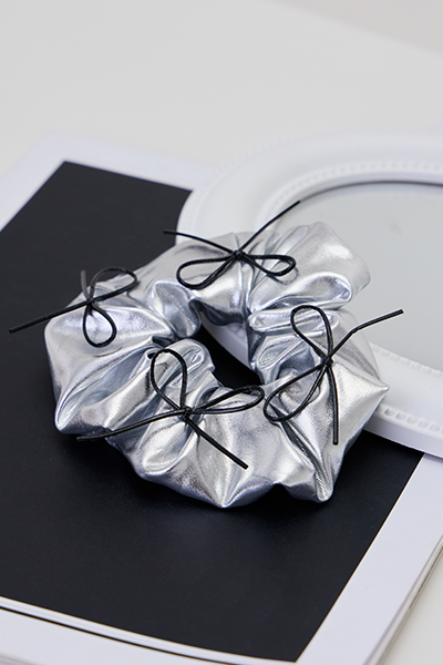 韓系蝴蝶結皮革髮圈