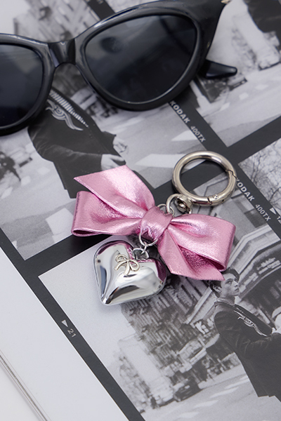 粉色愛心蝴蝶結鑰匙圈