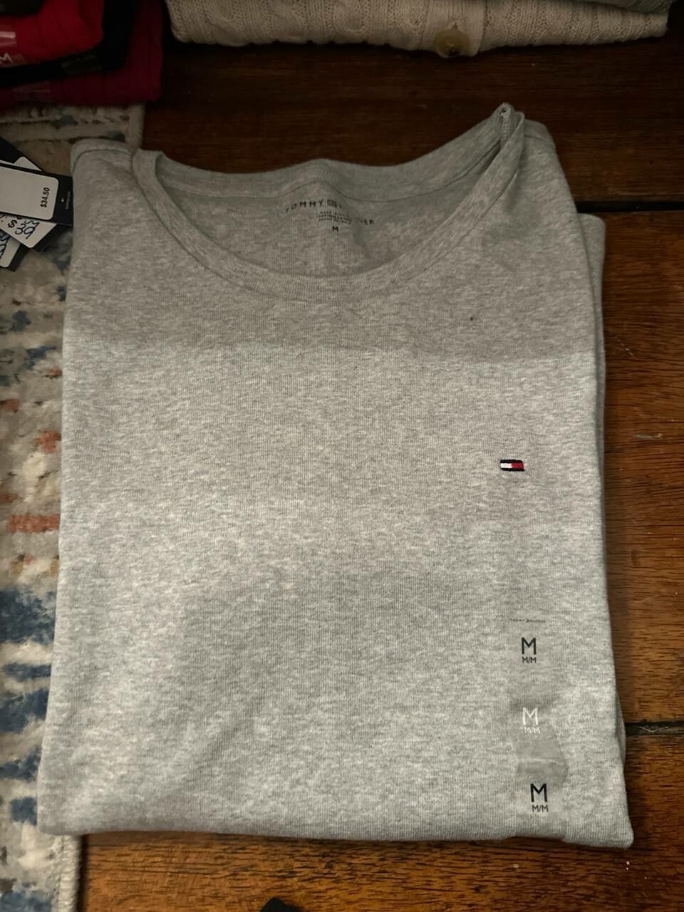 [S] TOMMY HILFIGER LADIES LONG SLEEVE CREWNECK FAVORITE T-SHIRT,GREY, 76J4889-031 (STH979)