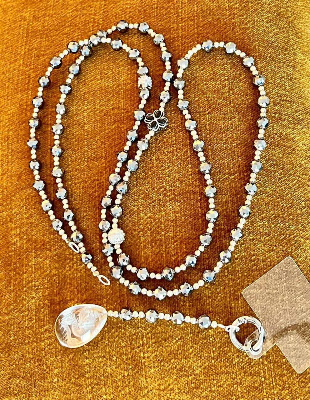 [S] GEMZ & CO ZBA ZODIAC TERAHERTZ/HYPERSTHENE LONG HP STRAP WITH SILVER ACC , Y410 (Y410)