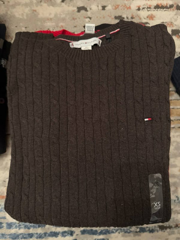 [S] TOMMY HILFIGER LADIES KNIT LONG SLEEVE SWEATER,CHARCOAL, 76J4735-201 (STH985)